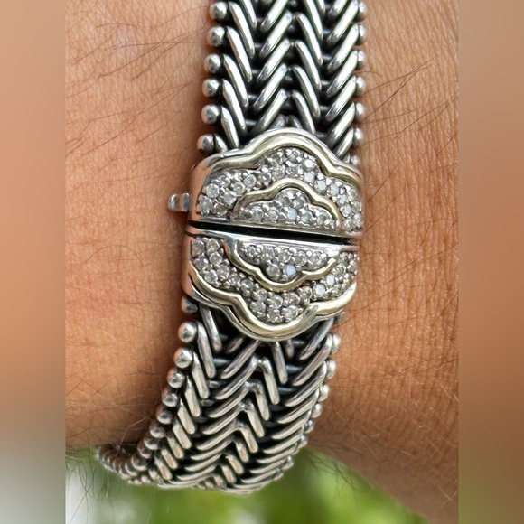 925/14K yellow gold diamond designer woven chain bracket💎✨ - Picture 11 of 17